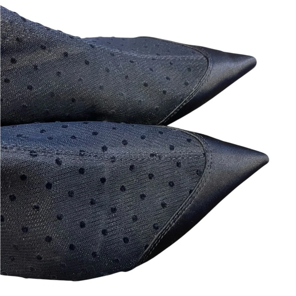 Zara Basic Black Mesh Polka Dot Pointed Toe Boots – EU 36 (Fits US 6–6.5) - Picture 3 of 10